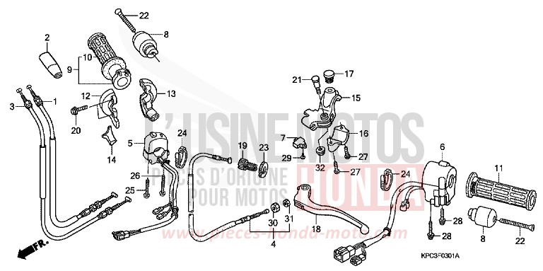 LEVIER DE GUIDON/COMMUTATEUR/CABLE (XL125V7/8) de Varadero 125 CROWN BEIGE METALLIC (YR282) de 2008